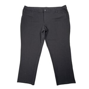 CJ Banks Dress Pants Womens Plus 24W Black Geo Print Ponte Knit Slim Leg Ankle